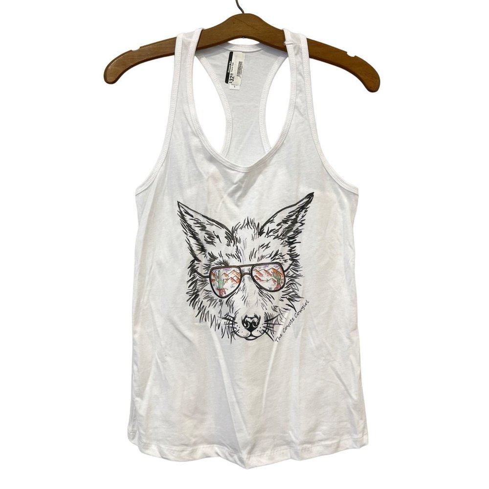 The Coyote Cowgirl Scoop Neck Tank Top Womens L Sleeveless White NEW